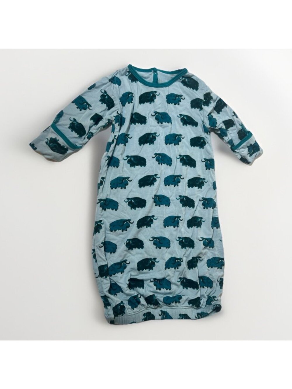 KicKee Pants 3-6 Mo Layette Gown MITTEN CUFF One Piece Bamboo.      Q